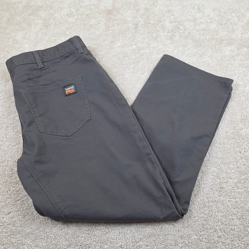 Timberland PRO Mens Ironhide Straight Fit Flex Canvas Work Pants Grey 40x32